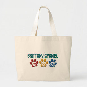 Grand Tote Bag Empreinte de patte 1 de MAMAN d'ÉPAGNEUL de