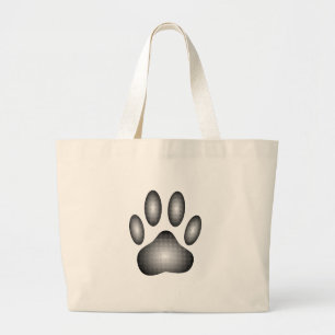 Grand Tote Bag Empreinte de patte de chien en dégradé noir et bla
