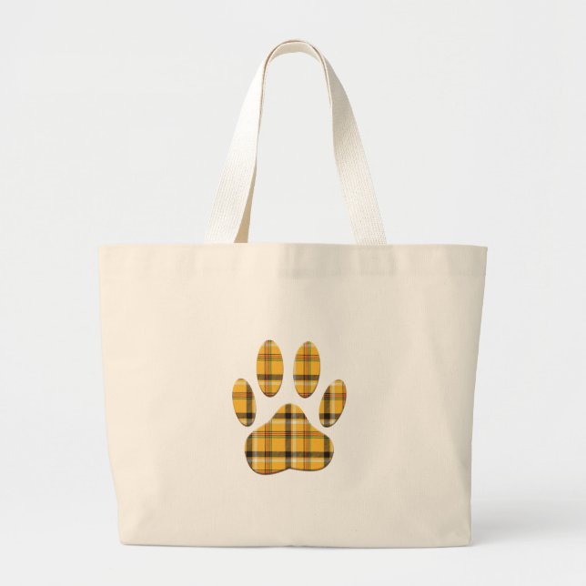 Grand Tote Bag Empreinte de patte de chien Tartan (Devant)