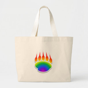 Grand Tote Bag Empreinte de patte de l'ours arc-en-ciel