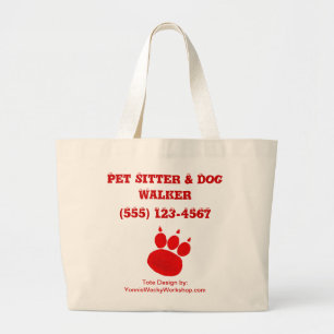 Grand Tote Bag Empreinte de patte de marchette pour animaux domes