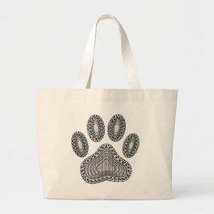 Grand Tote Bag Empreinte de patte d'encre Abstrait