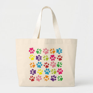 Grand Tote Bag Empreintes de pattes colorés