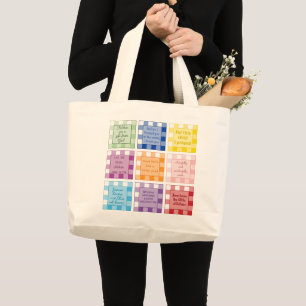 Grand Tote Bag en vichy versets bibliques sur les enfants bébés