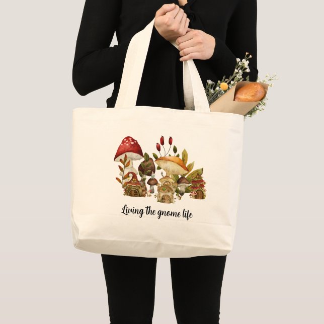 Grand Tote Bag Enchantement Gnome Champignons (Devant (produit))