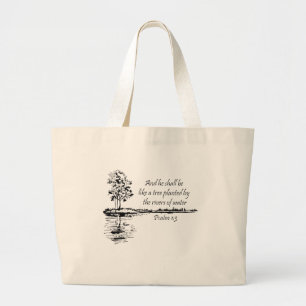 Grand Tote Bag Encourageant Écriture Psaume 1:3