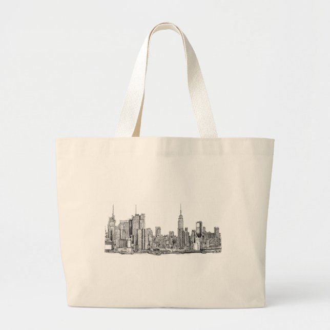 Grand Tote Bag Encre d'horizon de New York (Devant)