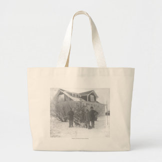 Grand Tote Bag Enfants dehors avec l'arbre de Noël