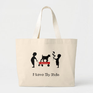 Grand Tote Bag Enfants et chèvres Totes Ma chèvre Little Red Wago