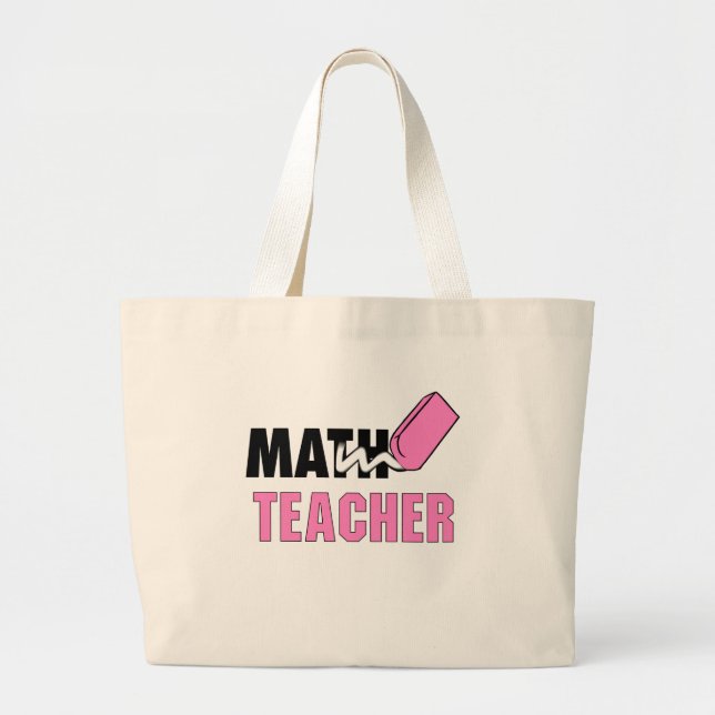 Grand Tote Bag Enseignant Funky Math Pink Eraser (Devant)