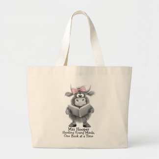 Grand Tote Bag Enseignant personnalisé Lecture Highland Cow