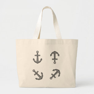 Grand Tote Bag Ensemble d'Ancres pour bateaux à cartons