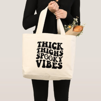 Grand Tote Bag Épais cuisses et Vibes Éffrayantes Halloween Hallo