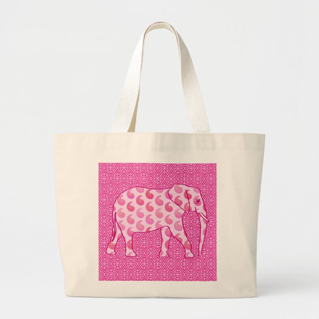 Grand Tote Bag Ephène de mer - rose glacé et fuchsia (Devant)