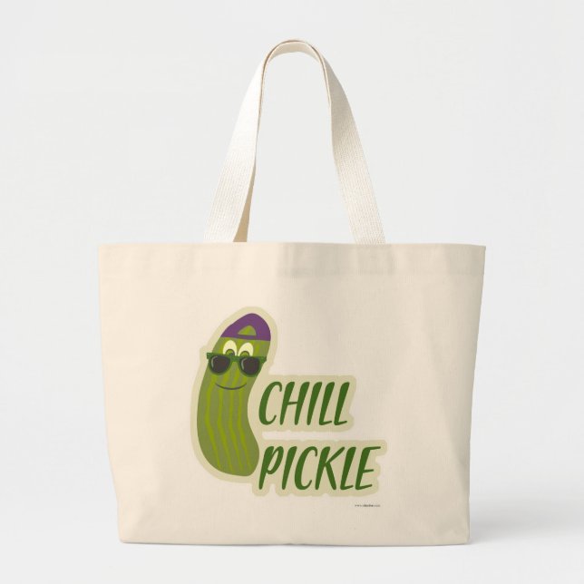 Grand Tote Bag Epic Chill Pickle Funny Cartoon Veggie Caractère (Devant)
