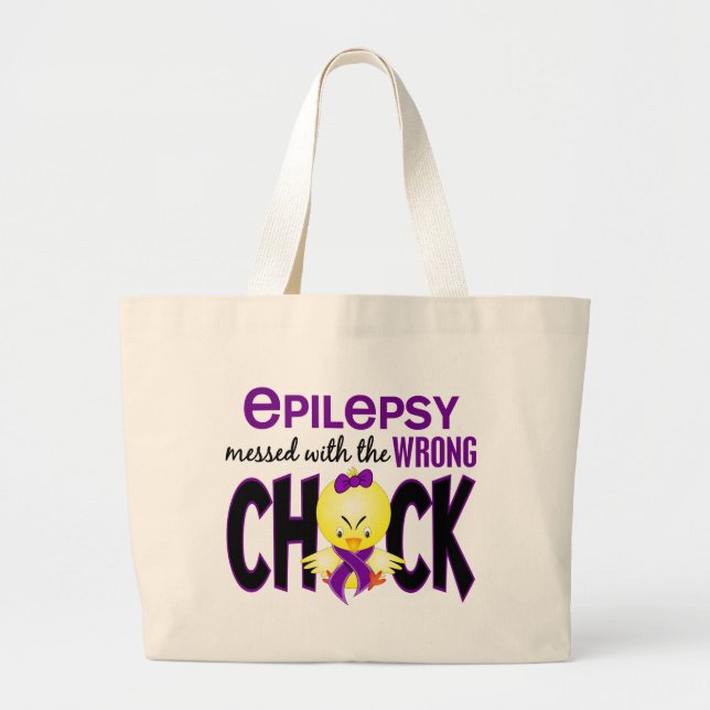 Grand Tote Bag Épilepsie salie avec le poussin faux (Devant)