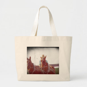 Grand Tote Bag Équipe Amish Deux Chevaux Vintage