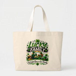Grand Tote Bag Équipe de la famille chanceuse Shamrock irlandais