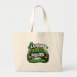 Grand Tote Bag Équipe de la famille chanceuse Shamrock irlandais 