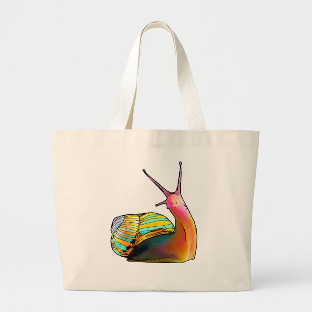 Grand Tote Bag Escargot de bande dessinée (tiré par la main) (Devant)