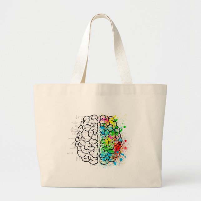 Grand Tote Bag esprit cerveau psychologie idée coeurs (Devant)