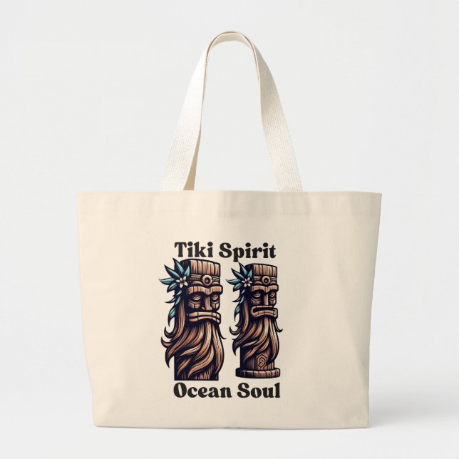 Grand Tote Bag Esprit Tiki, Âme de l'Océan (Devant)