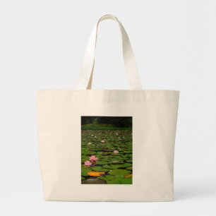 Grand Tote Bag Etang de fleurs de lys d'eau rose