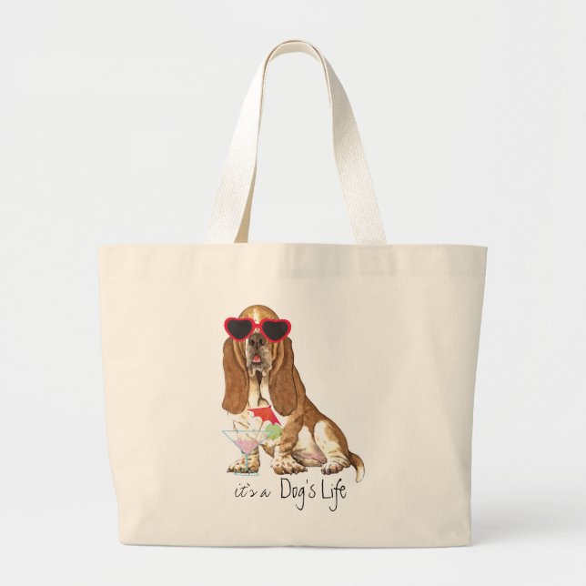 Grand Tote Bag Été Basset Hound (Devant)