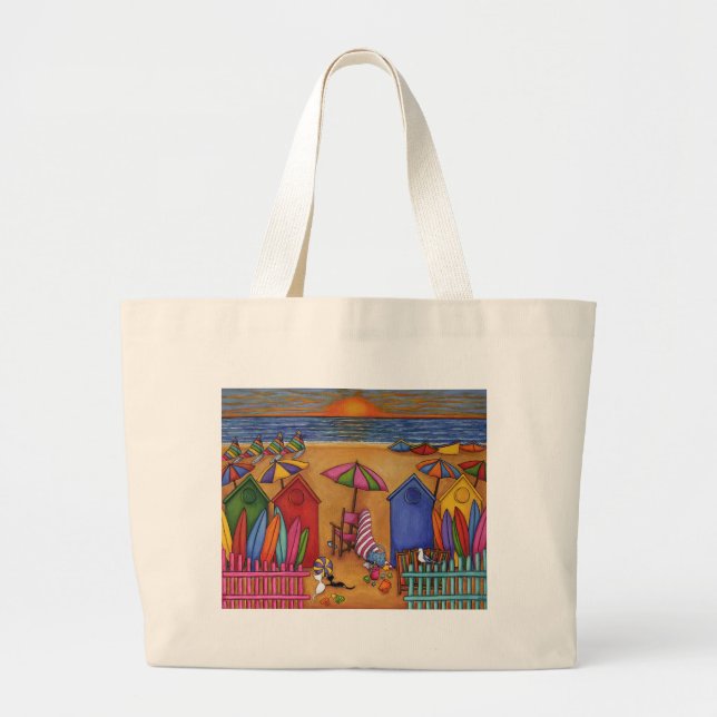 Grand Tote Bag Eté Plage Plage Scène Lisa Lorenz (Devant)