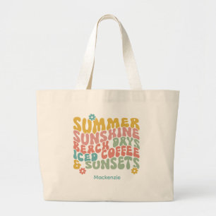 Grand Tote Bag Été Super Rétro Monogramme rose Nom Bagage