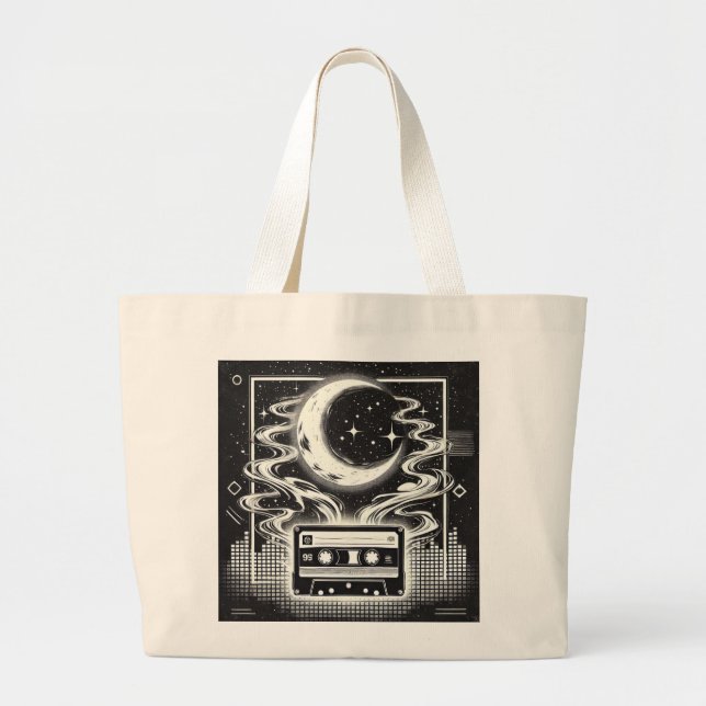 Grand Tote Bag Ethereal 90s Retro Poster Design - Noir et Blanc
