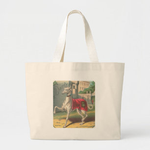 Grand Tote Bag - Étiquette antique de cigare - lévrier élégan
