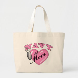 Grand Tote Bag Étiquette de chien du coeur N de maman de marine