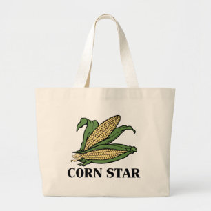 Grand Tote Bag Étoile de maïs Pun légume drôle humour BBQ