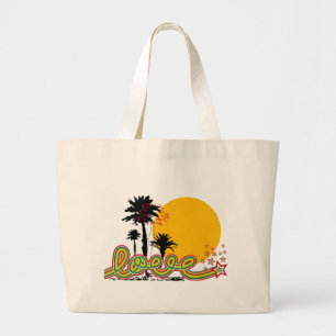 Grand Tote Bag Étoiles d'Amour Tropical Rétro Palm Trees Silhoutt