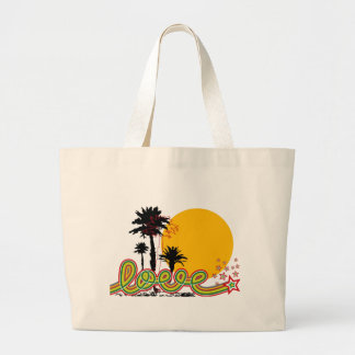 Grand Tote Bag Étoiles d'Amour Tropical Rétro Palm Trees Silhoutt