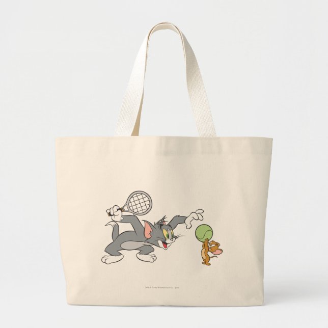 Grand Tote Bag Étoiles de tennis Tom et Jerry 2 (Devant)