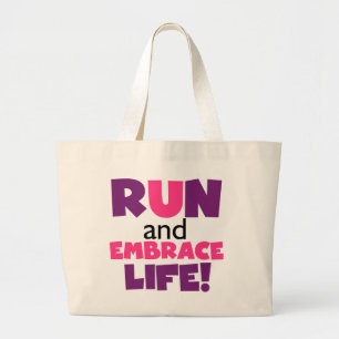 Grand Tote Bag Exécuter Embrasser la vie rose pourpre