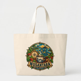 Grand Tote Bag Expédition de café Nusantara Art vintage indonésie