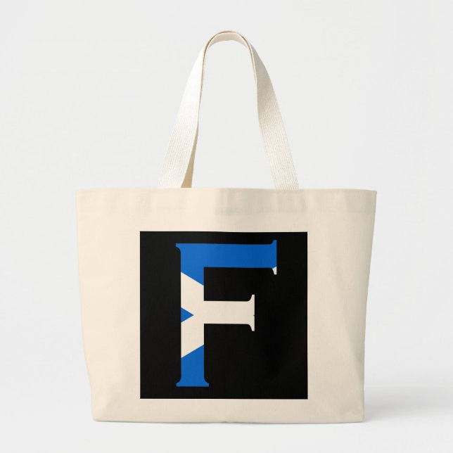 Grand Tote Bag F Monogramme superposé sur le drapeau écossais jtc (Devant)
