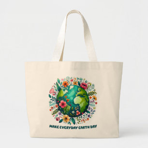 Grand Tote Bag Faire du Jour des terres Floral Planète quotidienn