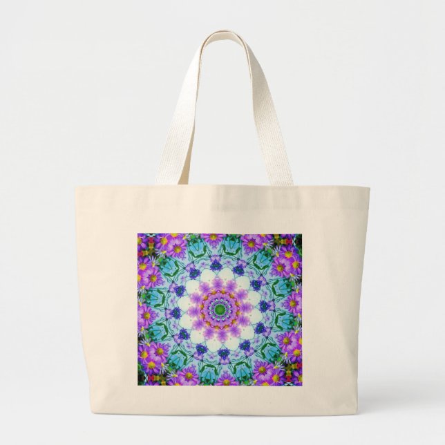 Grand Tote Bag Faisée violette géométrique (Devant)