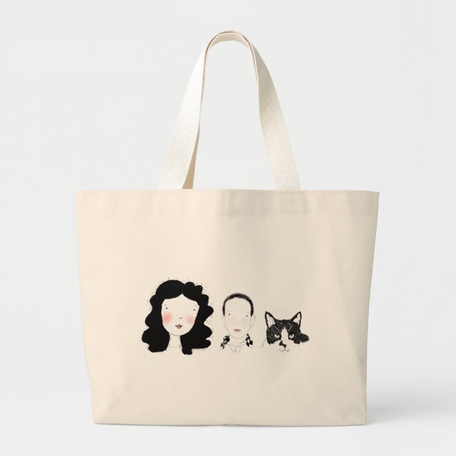 Grand Tote Bag Famille - conception de caractères minimale (Devant)