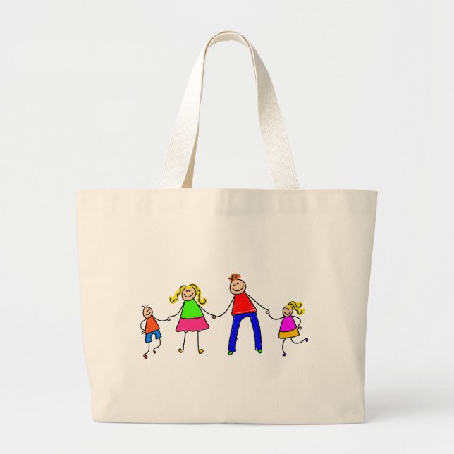 Grand Tote Bag Famille heureuse (Devant)