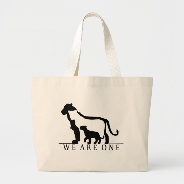 Grand Tote Bag Famille Lion (version blanche) (Devant)