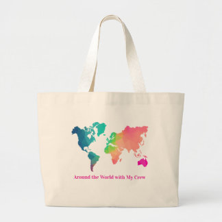 Grand Tote Bag Family Vacation Custom Colorful World Map Mom