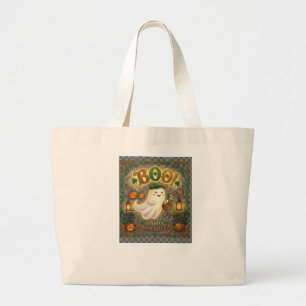 Grand Tote Bag Fantôme irlandais d'Halloween   Joli Boo celtique 