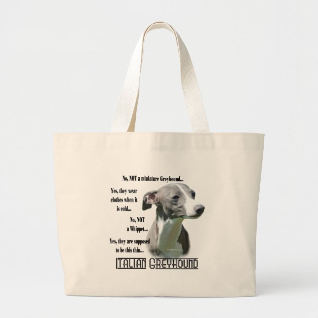 Grand Tote Bag FAQ italienne Greyhound (Devant)