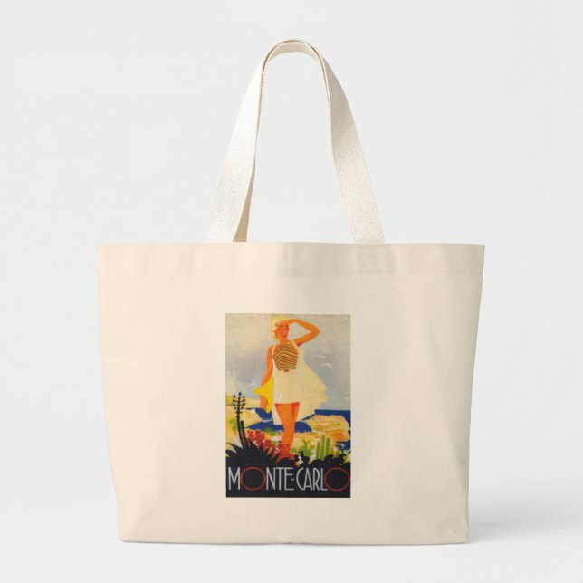 Grand Tote Bag Fashion Girl Monte Carlo Beach Voyage (Devant)