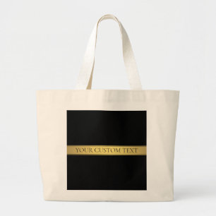 Grand Tote Bag Faux or élégant rayé or fond noir ou DIY